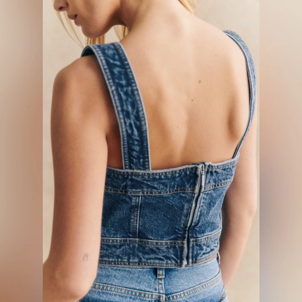 Sézane Hermance Top - blue denim top - Picture 4 of 10